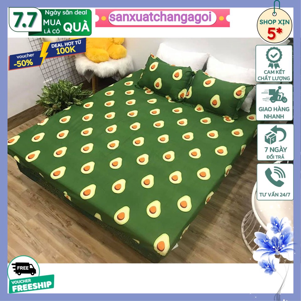 ga trải gường 1m2 1m4 1m5 1m6 1m8 bọc đệm poly-bơ xanh