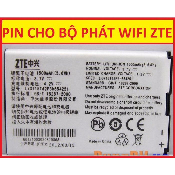 (PIN RỜI CHÍNH HÃNG ZTE) Pin thay thế dùng cho bộ phát wifi ZTE MF65,R205,R206,R207,R208,R209 siêu bền -Pin chuẩn