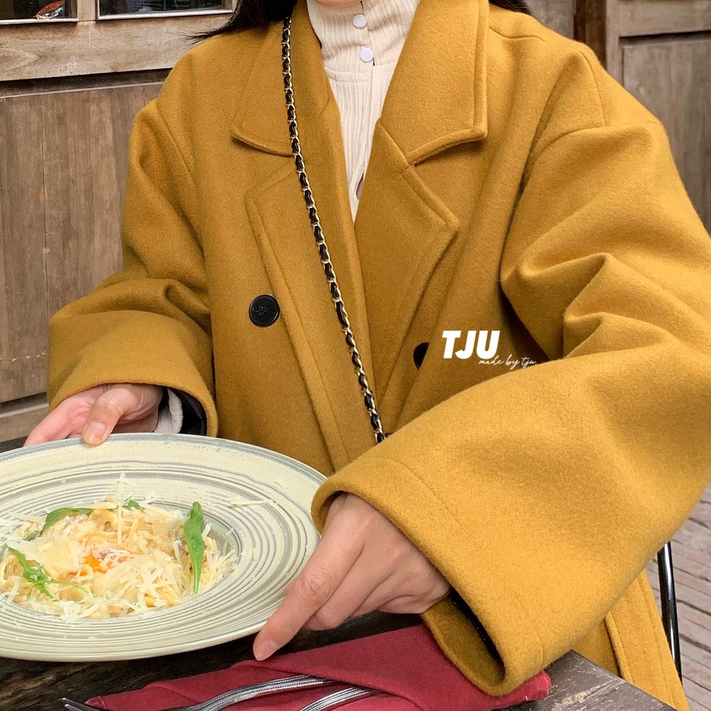 Áo khoác dạ dáng mangto 2 LỚP cổ vest có đai eo mặc đôi nam nữ BERLIN (TJU thiết kế) | BigBuy360 - bigbuy360.vn