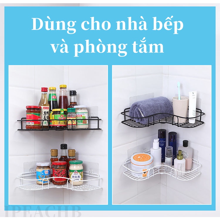 Kệ Góc Nhà Tắm Thép Không Gỉ-Kệ Góc Nhà Bếp Thép Không Gỉ Tiện Dụng Dán Tường Siêu Dính Chịu Lực 10kg