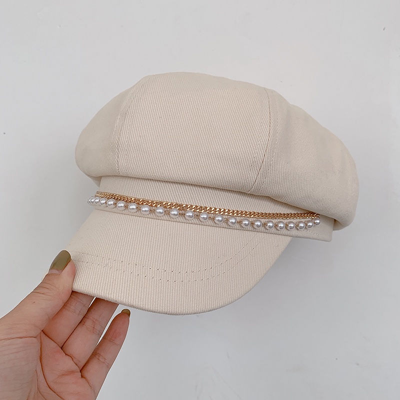 Mũ Beret Đính Ngọc Trai Phong Cách Hàn Quốc Nhật Bản