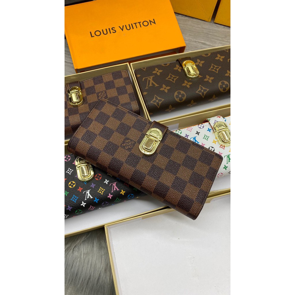 VÍ NỮ CẦM TAY  LV189 KHOÁ SẬP NẮP GẬP CÀI FULLBOX HÀNG SẴN SHIP GRAB