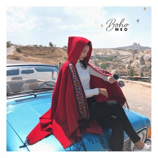 Áo choàng poncho đỏ