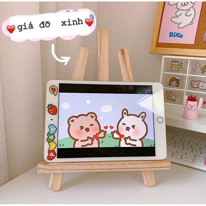 Giá gỗ cute đa năng để bàn - đỡ ipad sách điện thoại học online hiệu quả cho học sinh