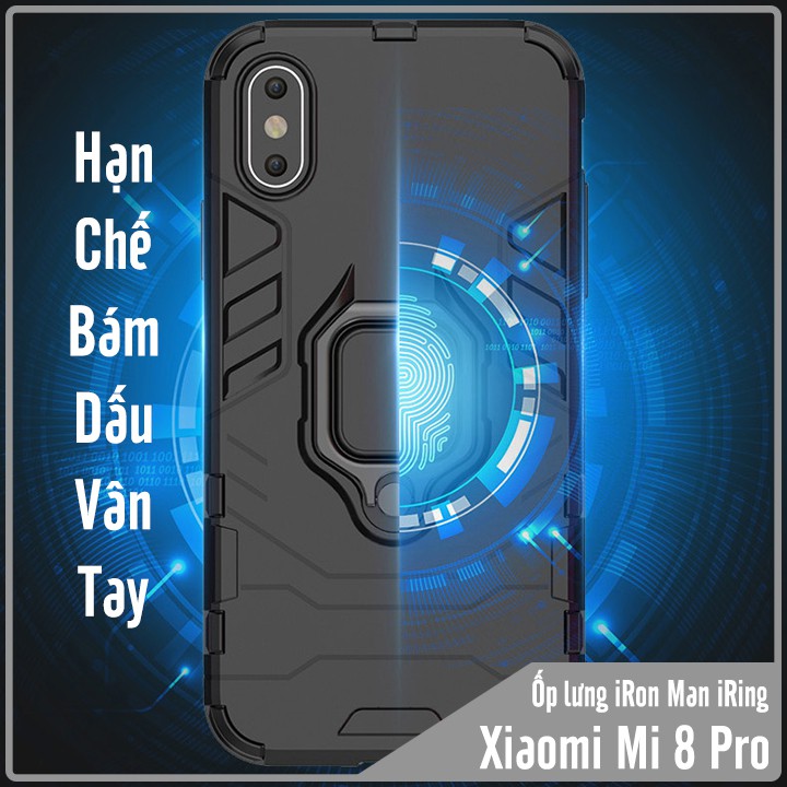 Ốp lưng Xiaomi Mi 8 Pro iRON - MAN IRING Nhựa PC cứng viền dẻo chống sốc