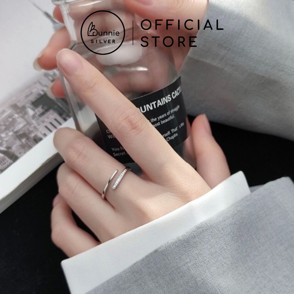 Nhẫn Bạc Nữ Bunnie Silver Đính Đá Hở Ngón Có Thể Điều Chỉnh Size Jinny Ring