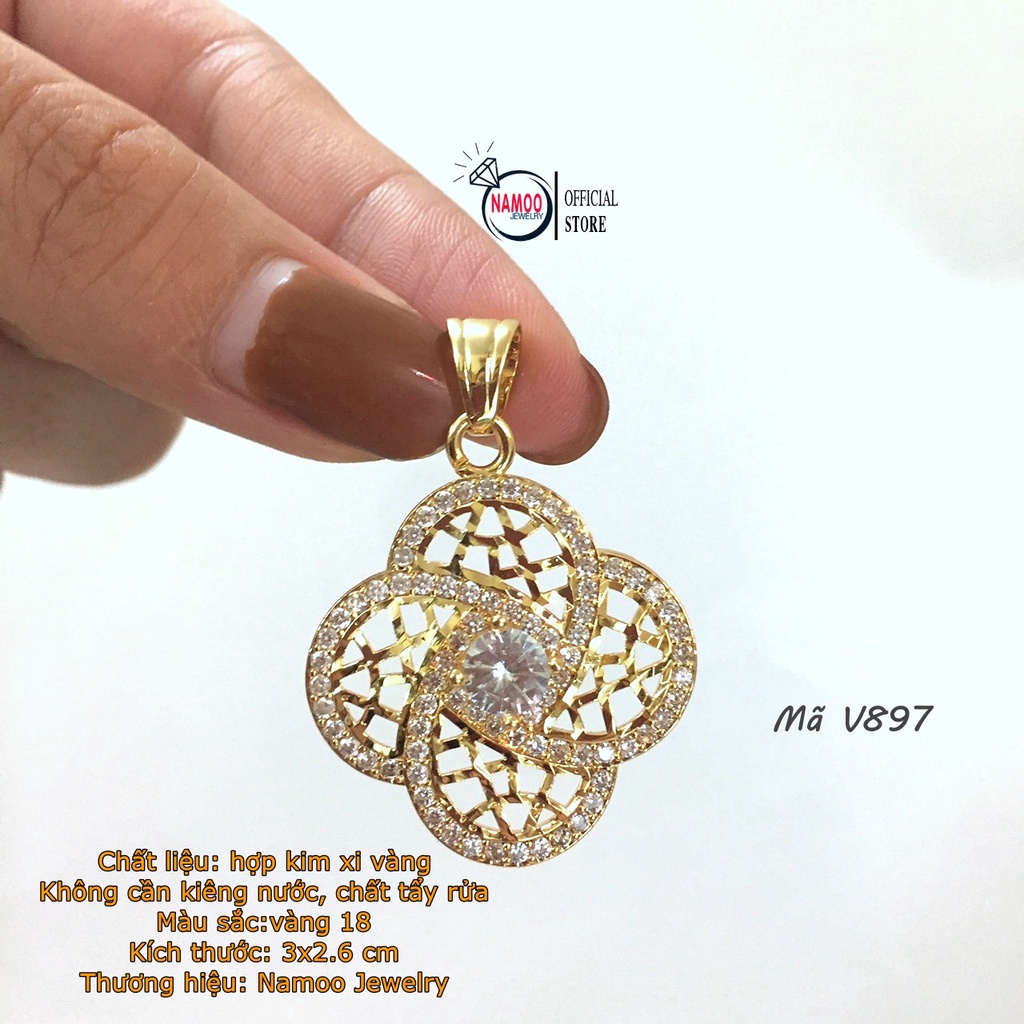 Dây Chuyền Nữ Đính Đá, Kiềng Cổ Mặt V897 Hoa Lớn Kết Hợp Dây Dài 50cm