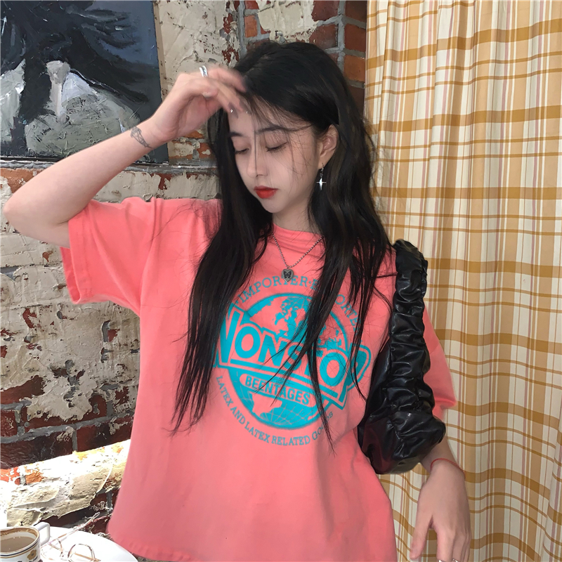 SUXI Áo Thun Nữ Tay Ngắn Dáng Rộng In Hình Thời Trang