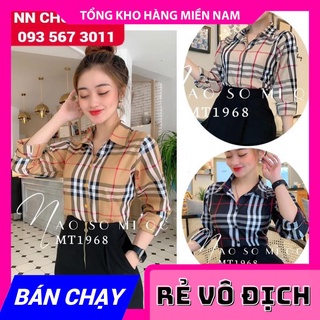ÁO SƠ MI SỌC KẺ BBR MT1968 ⚡HÀNG ĐẸP⚡ẢNH THẬT⚡ ÁO SƠ MI NỮ TAY DÀI ⚡ ÁO SƠ MI CÔNG SỞ