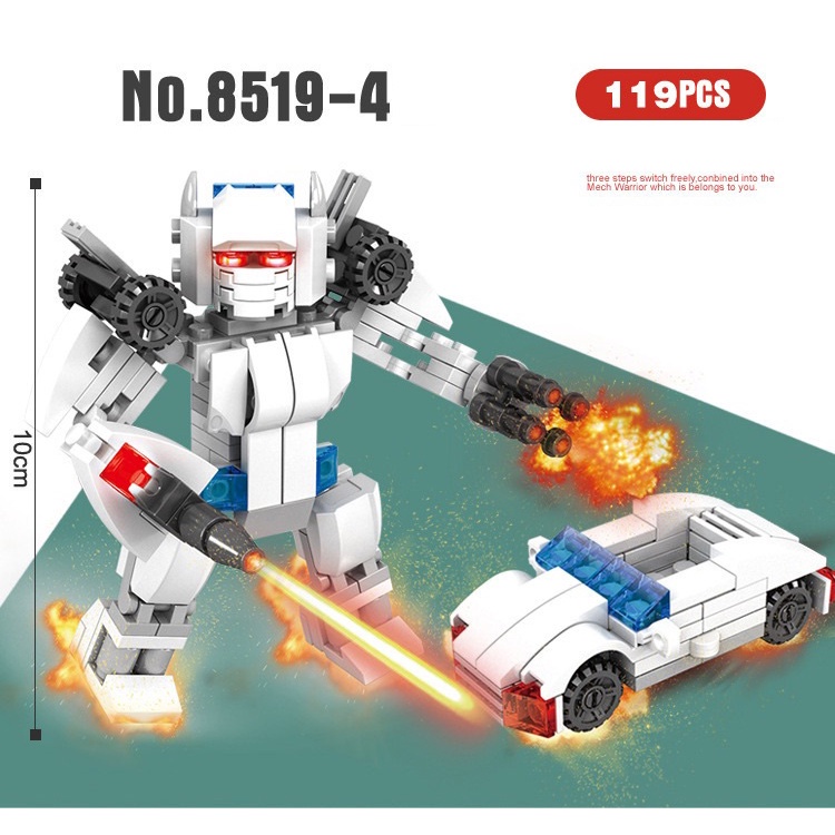 Đồ chơi robot LEQIAZHIXING NO.8519 4NI1 lắp ráp 2 trong 1 cho bé trai