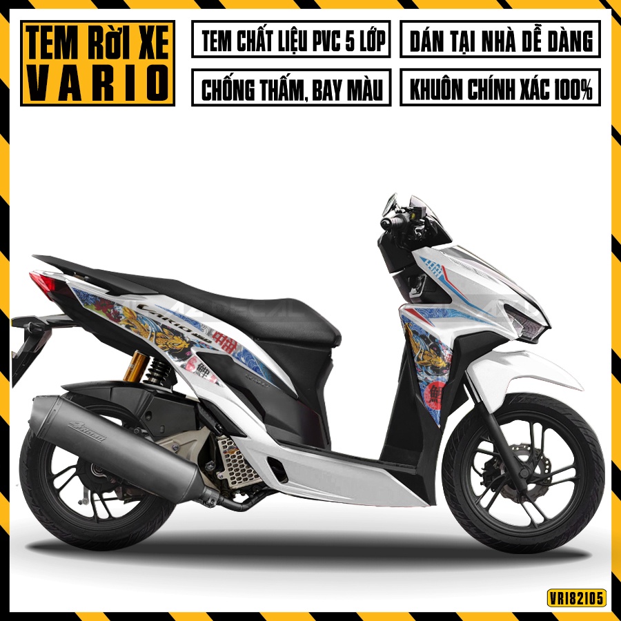 Tem Dán Xe Honda Vario Mẫu Cá Chép | VR182105CC | Chất Liệu Decal PVC Cắt Khuôn Sẵn, Chống Thấm Nước
