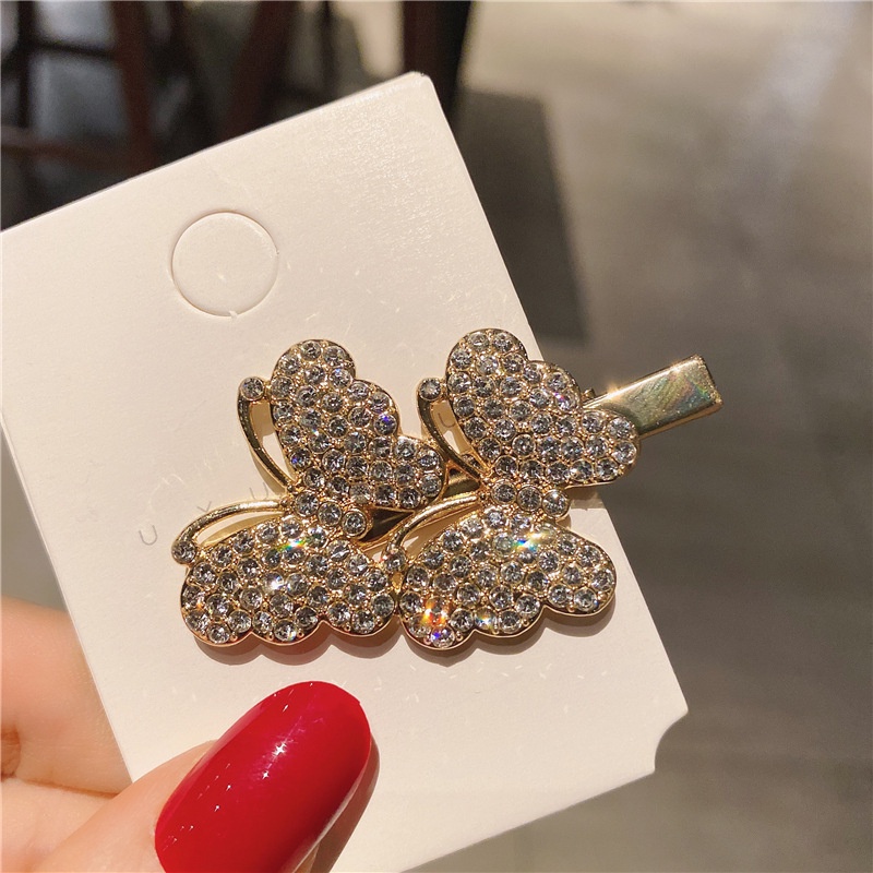 Kẹp Tóc Bướm Đôi Đính Kim Cương Lấp Lánh Thời Trang Hàn Quốc