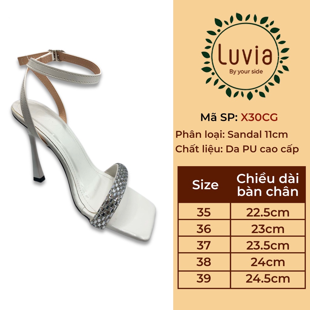 Giày cao gót nữ đế vuông thắt nơ 7 phân quai ngọc thời trang Luvia 75CG