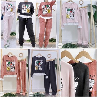 Bộ nỉ micky gấu trắng cao cấp