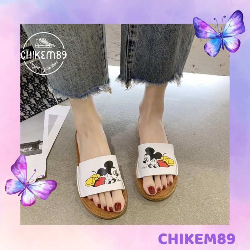 Dép nữ quai ngang ⭐FREESHIP ⭐dép thời trang mickey hot hit tăng chiều cao