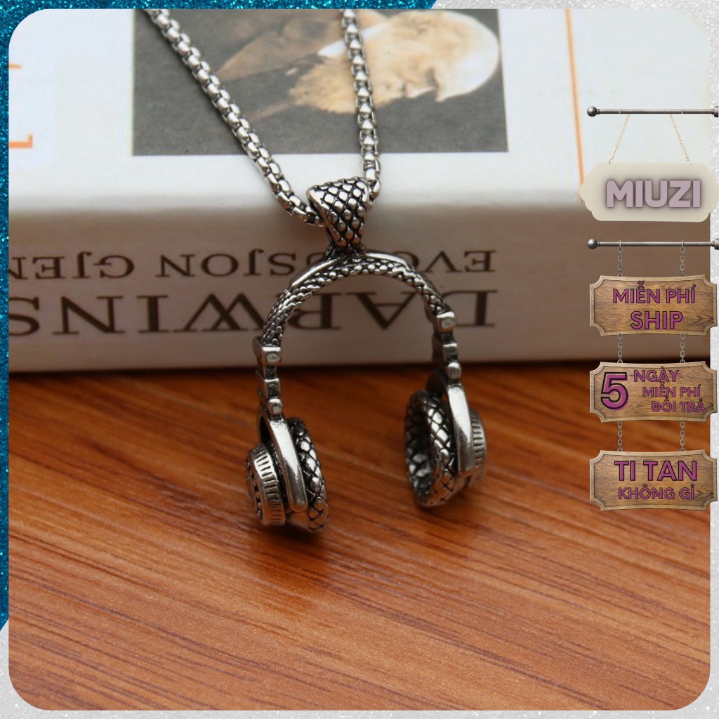 Dây chuyền nam nữ Titan mặt dây hình tai nghe âm nhạc,vòng cổ Miuzi TS100