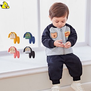 Bộ nỉ kéo khóa dày dặn cho bé trai bé gái 8-18kg