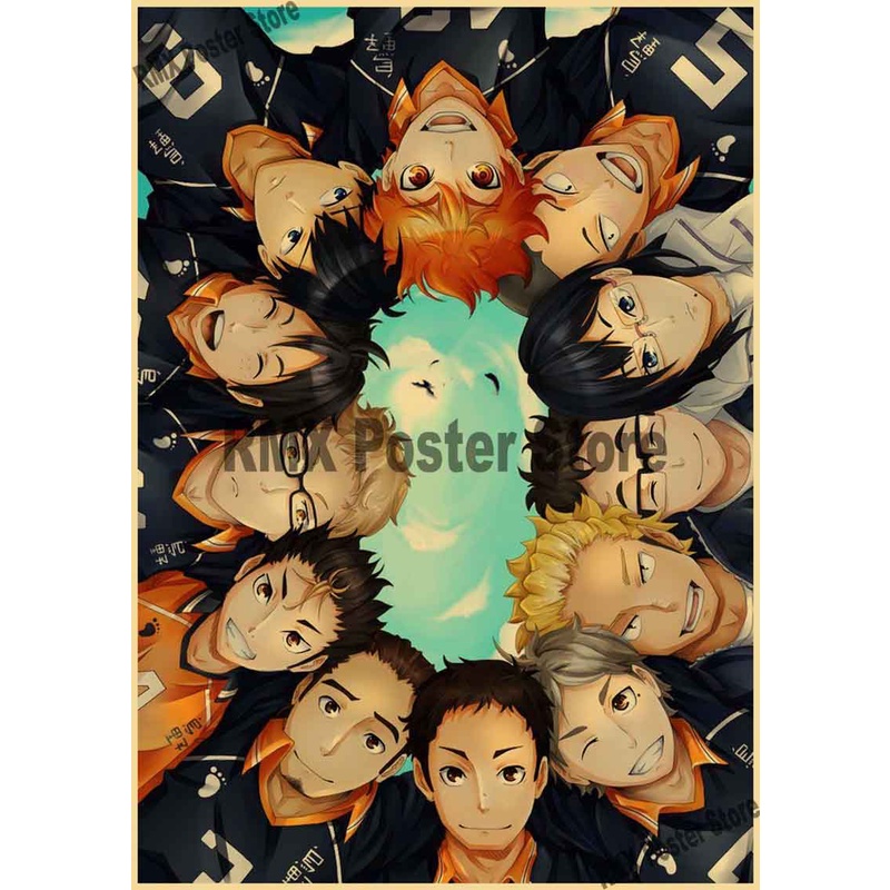 Tranh Giấy Kraft Treo Tường In Hình Anime Bóng Chuyền / Haikyuu Trang Trí Nhà Cửa / Quán Cà Phê