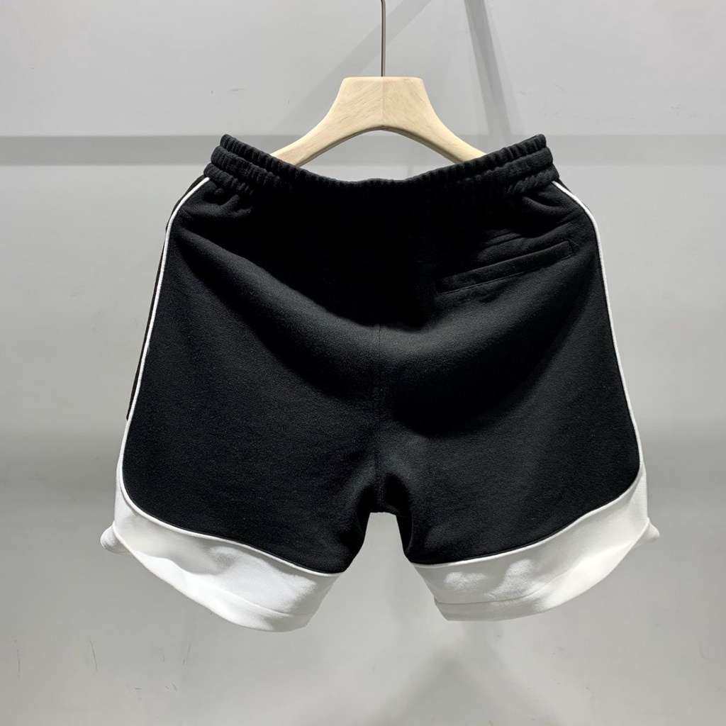 Quần Short Thể Thao Dệt Kim Màu Sắc Tương Phản In Họa Tiết Cá Tính Cho Nam