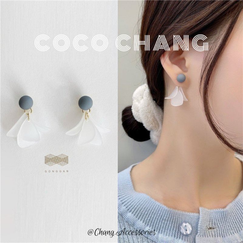 Khuyên tai dài, bông tai hình hoa cầu trong suốt nữ tính phong cách vintage cocochang shop