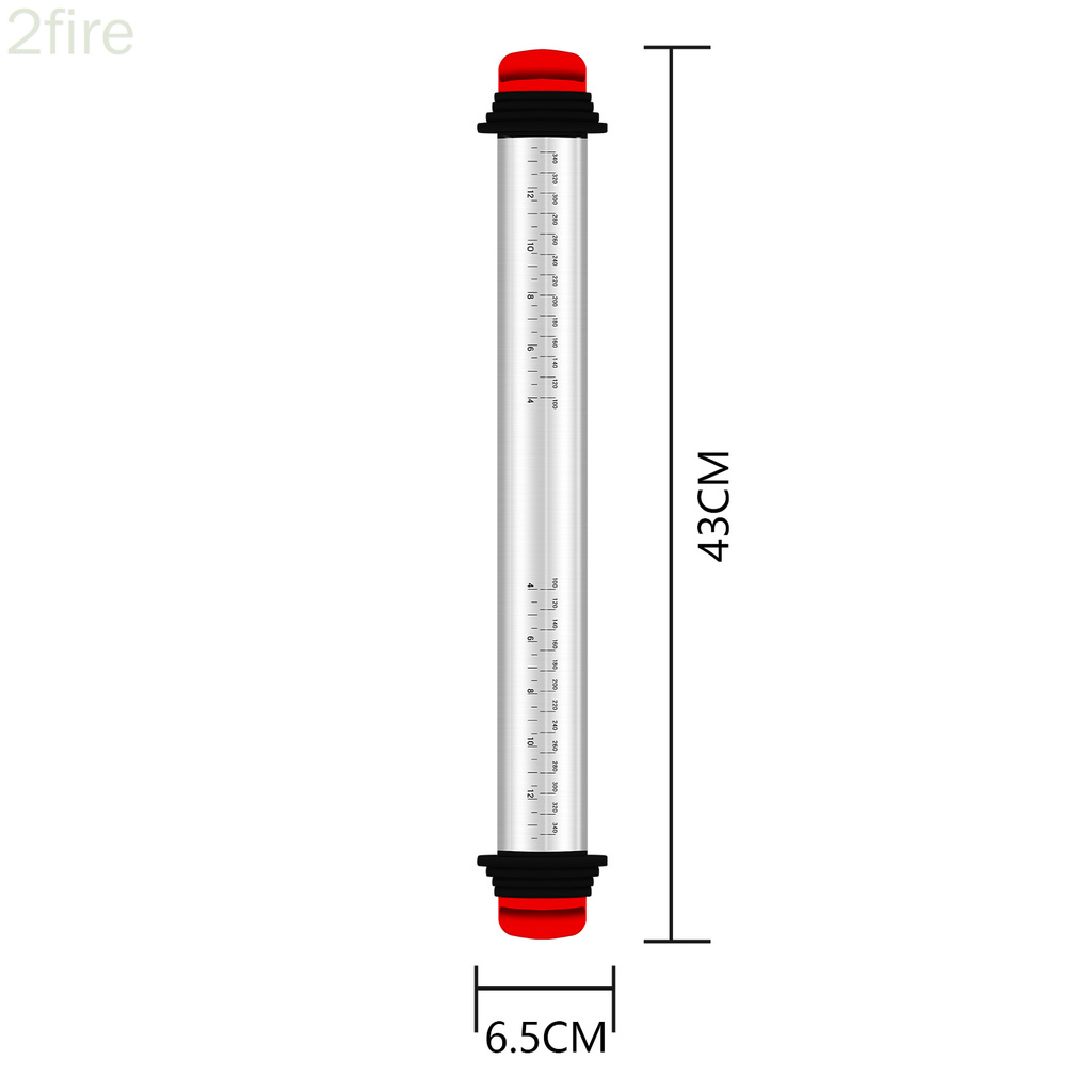 Rolling Pin Stainless Steel Dough Roller with Adjustable Thickness Rings for Pizza Noodles Cookies