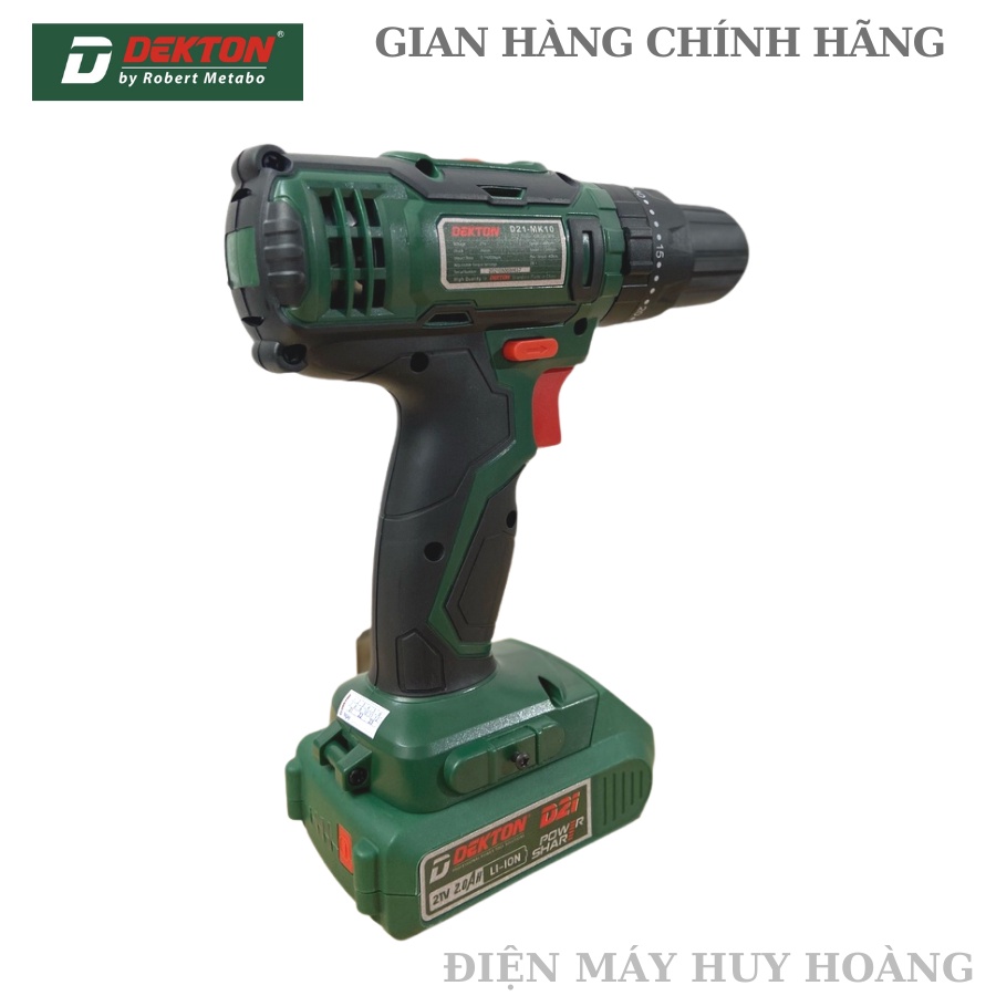 Máy Khoan Pin DEKTON D21-MK10, Pin Li-ion 21V, 2Ah, Đầu Autolock, Khóa Trục 10mm, Có Hộp Nhựa BMC
