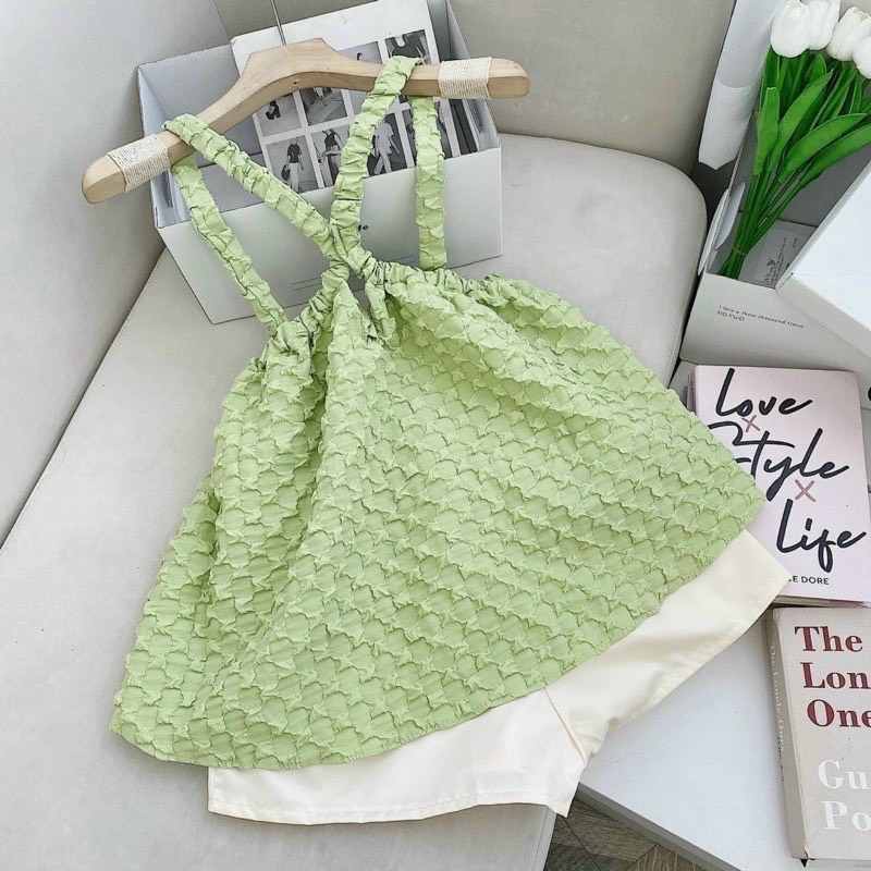 Set áo dây baby doll kèm quần short dễ thương xinh xắn chất liệu xốp phồng cực hot