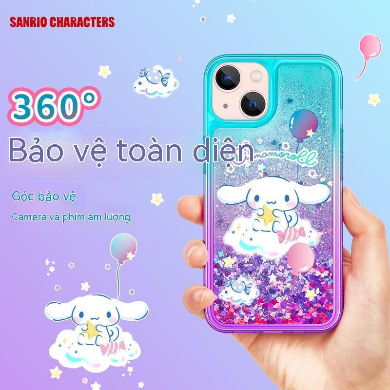 Ốp Điện Thoại Kim Tuyến Màu Gradient Hình Hello Kitty Cho Apple iPhone14plus