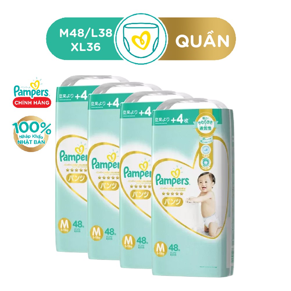 Combo 4 Tã Quần Pampers Nội Địa Nhật Bản M44+4/L34+4/XL30+6