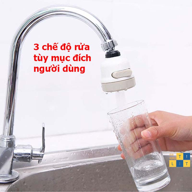 Đầu vòi rửa chén bát tăng áp, điều hướng xoay 360 độ, 3 chế độ, tiết kiệm nước, phù hợp với nhiều loại vòi [VÒI TĂNG ÁP]