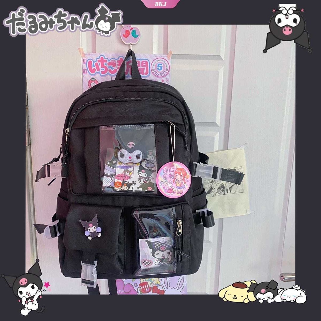 Ba Lô Họa Tiết Hoạt Hình Kuromi My Melody Cinnamonroll Dễ Thương Nhiều Ngăn Tiện Dụng Mang Theo Du Lịch Cho Nữ