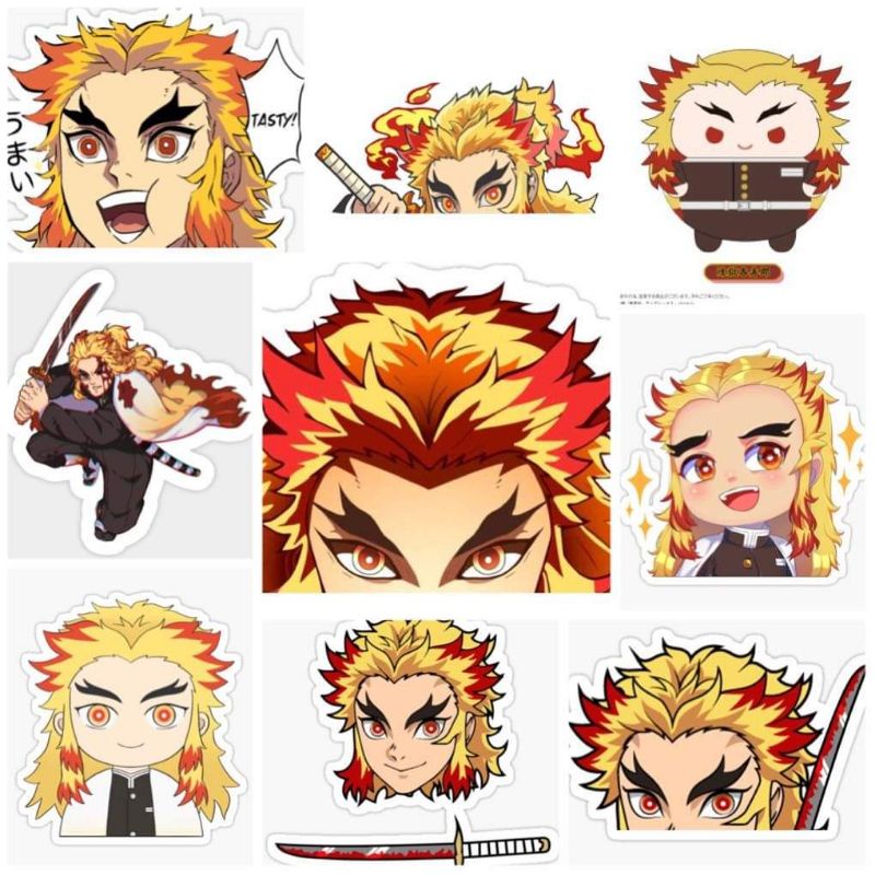 10-50 hình dán Stickers Kyojuro Genroku Kimetsu No Yaiba decal