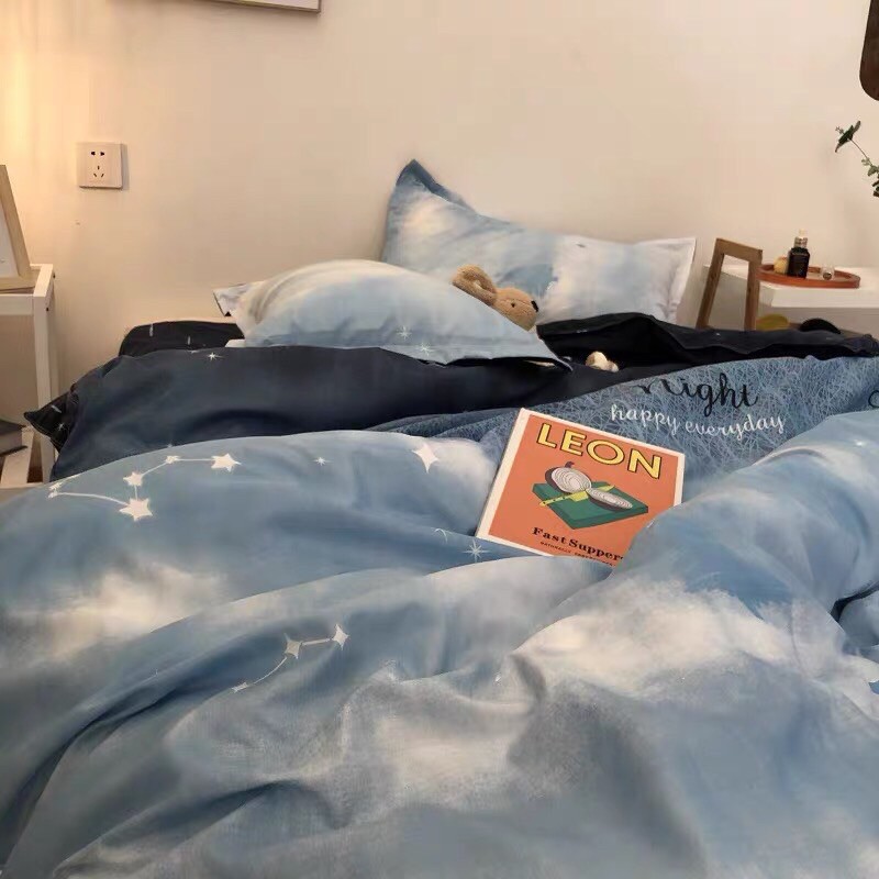 Set Chăn Ga Cotton Poly Trời Đêm Mới Bền Đẹp Không Phai Xù Shinbedding.shop