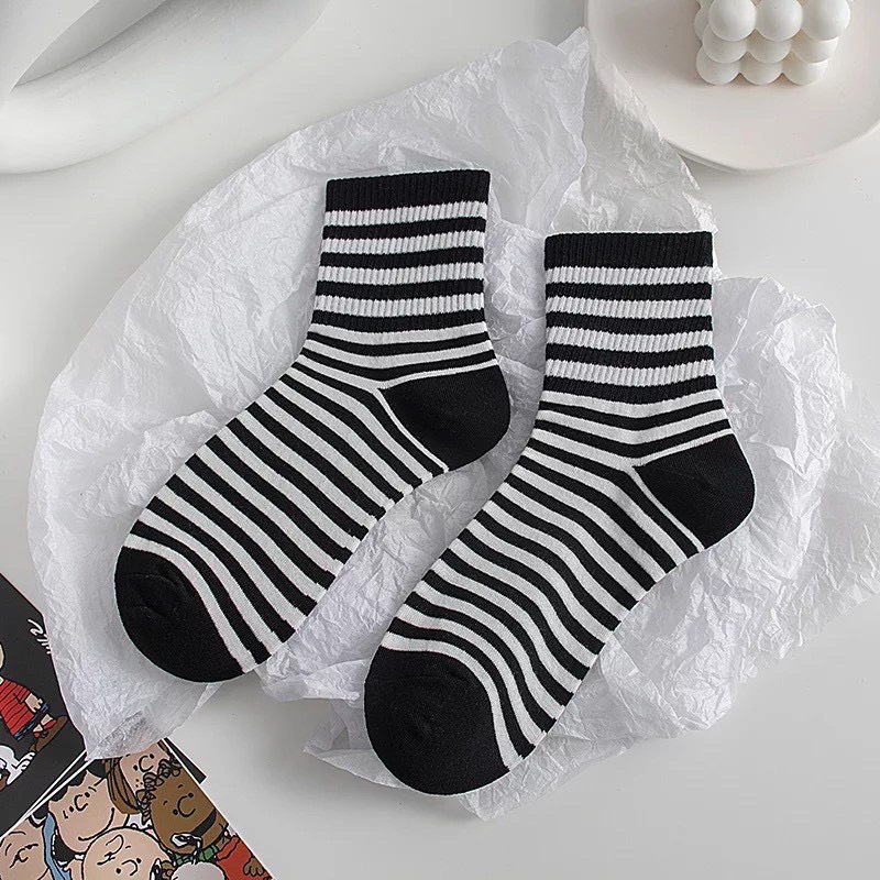 SET 5Đ TẤT NỮ CỔ CAO HỌA TIẾT KẺ NGỰA VẰN