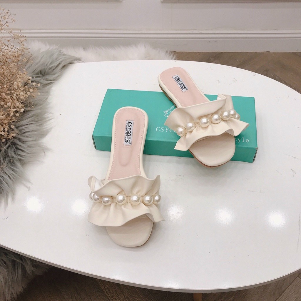 FREESHIP DÉP NỮ, DÉP THỜI TRANG NỮ XẾP BÈO NGỌC SIÊU XINH