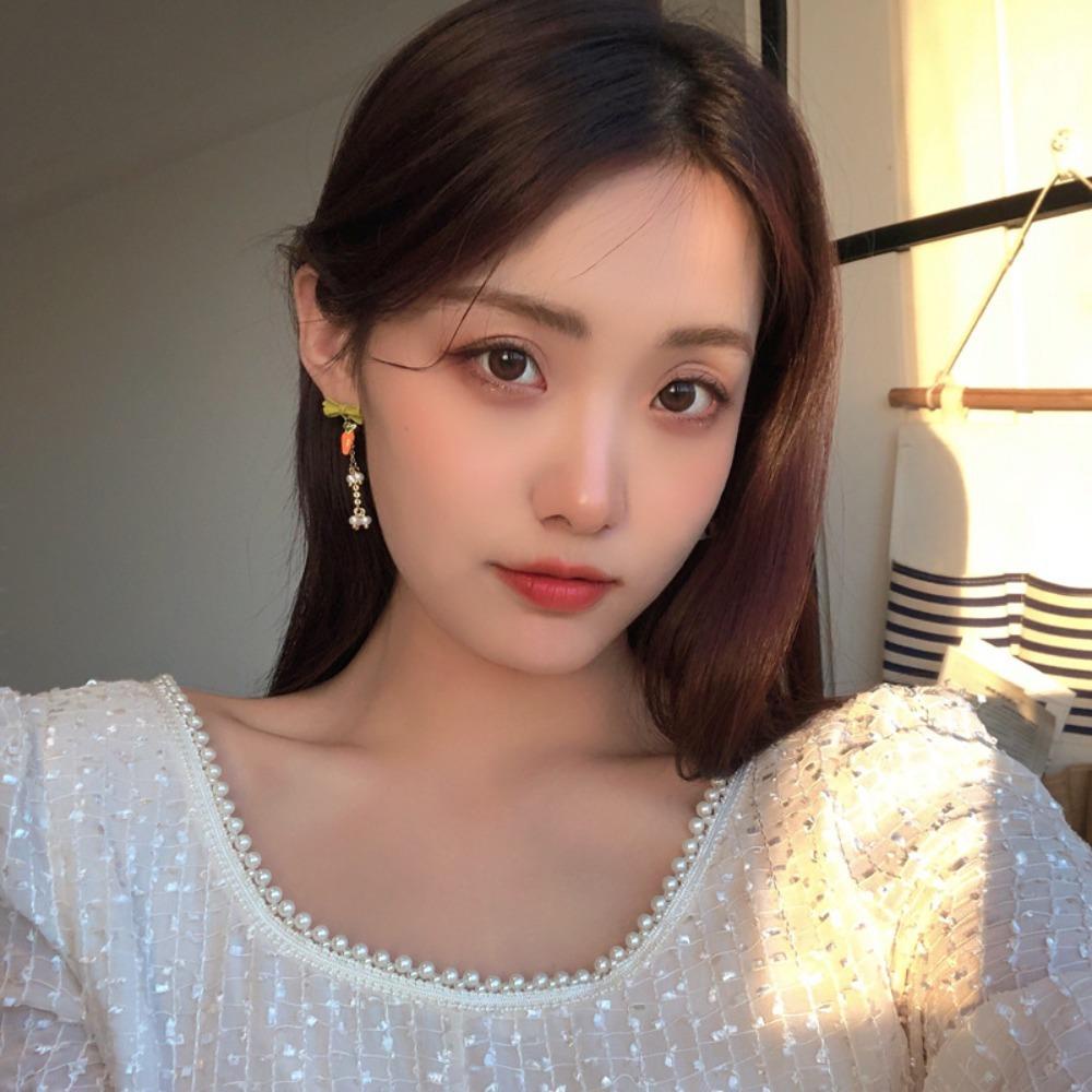 Bông Tai Dáng Dài Hình Thỏ Cà Rốt Nơ Sang Trọng Cho Nữ