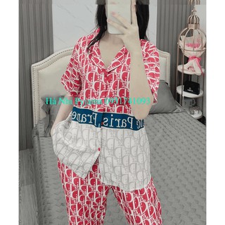 [Ảnh Thật] Đồ Bộ Pijama, đồ ngủ nữ cộc tay - Lụa LATIN Cao cấp mác SAM