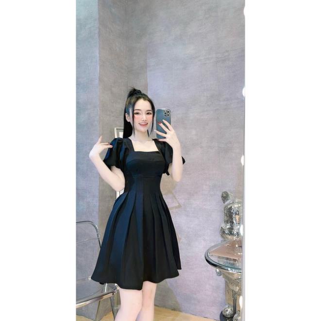 Đầm Váy Nữ Dáng Xòe Cổ Vuông Tay Phồng Cho Nàng Đi Làm Đi Chơi Đi Tiệc Xinh Xắn, Sang Trọng Thời Trang Nữ Minh Phúc