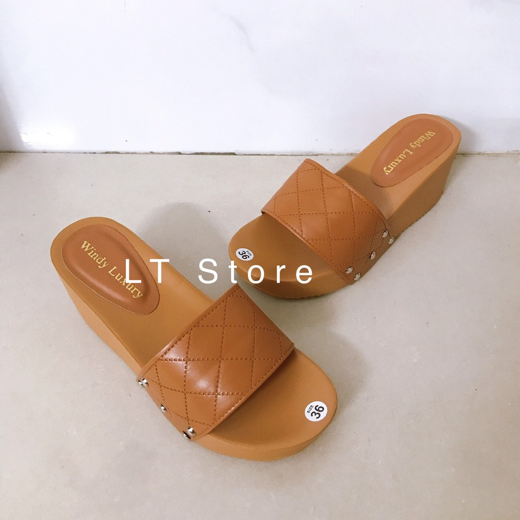 Dép xuồng nữ 6cm bản ngang trần chỉ (có ảnh thật)