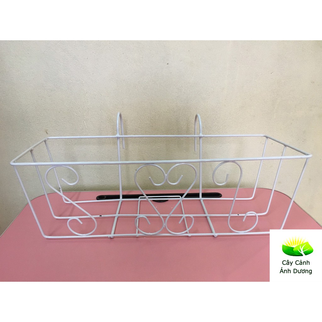 Chậu nhựa thông minh trồng rau, trồng hoa, hình chữ nhật, giá treo chậu kích thước 48x20x16cm