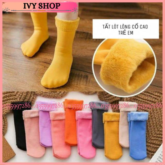 Tất chân lót lông Ngườ Lớn trẻ em giữ nhiệt siêu ấm - đen,da - Ivyshop