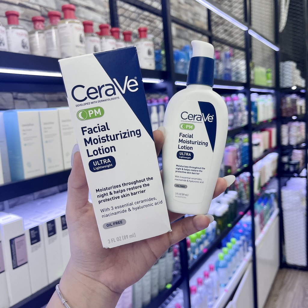 Kem Dưỡng Ẩm Sáng Da Ban Đêm Dịu Nhẹ CERAVE PM Facial Moisturizing Lotion Ultra Lightweight - 89ml