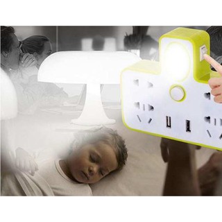 Ổ cắm điện 4 cổng kiêm đèn ngủ - 2 cổng usb tiện lợi