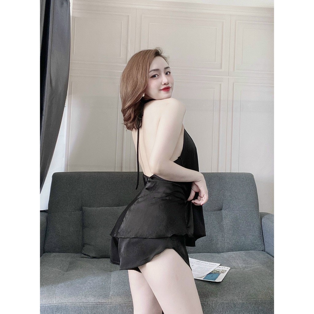 Đồ mặc nhà kiểu yếm, bộ mặc nhà đẹp chất lụa mát, ít nhăn, đường may cẩn thận, phom dưới 55kg- tùy chiều cao | BigBuy360 - bigbuy360.vn