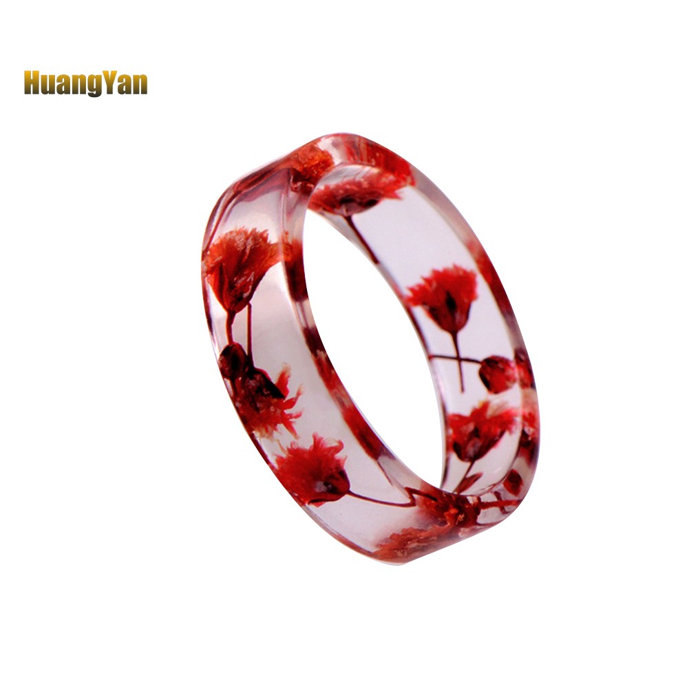 ☞Máy Đo HY HY HY HY☜Nhẫn Nhựa Trong Suốt Phối Hoa Khô Thời Trang Cho Nữ