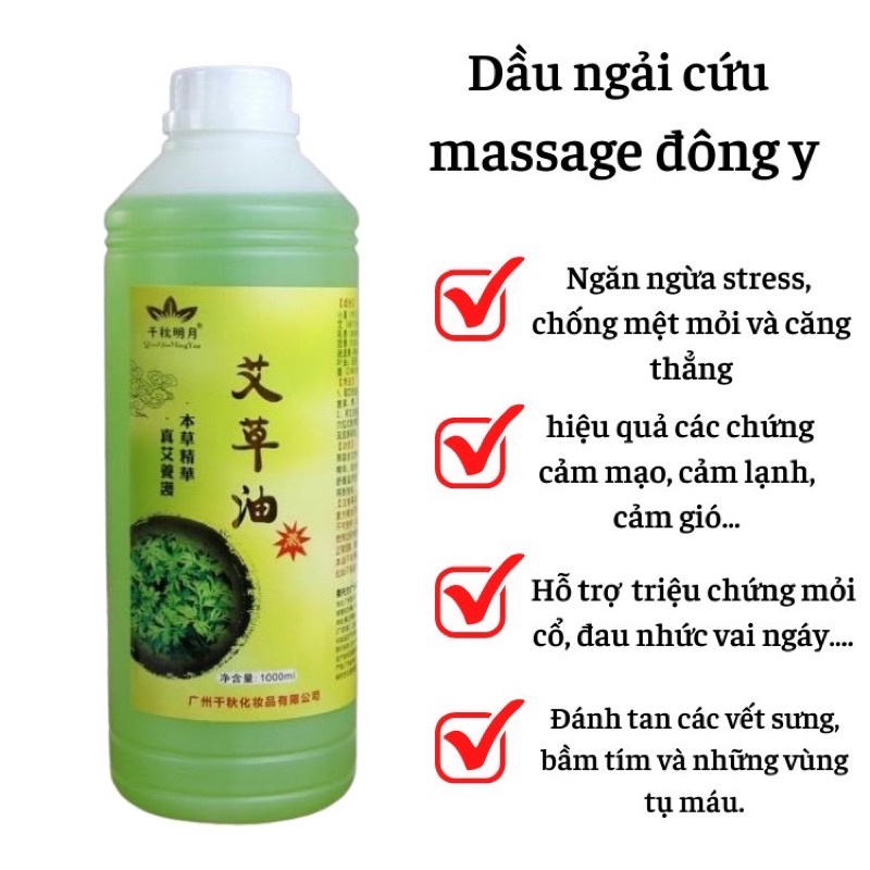 Dầu ngải cứu massage đả thông kinh lạc đau nhức mỏi vai gáy loại 1 lit