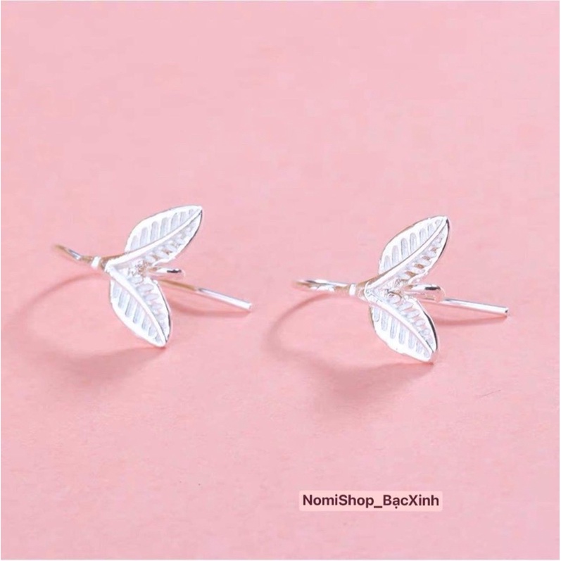 Bông tai bạc hình tựa đuôi cá, nhẹ nhàng tinh tế mới lạ Mainomi Shop Bạc Xinh