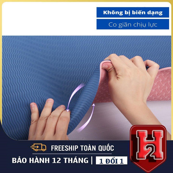 THẢM TẬP YOGA❤️THẢM TẬP THỂ DỤC CHỐNG TRƠN TRƯỢT TPE CAO CẤP 2 LỚP 6MM tặng kèm túi đựng thàm