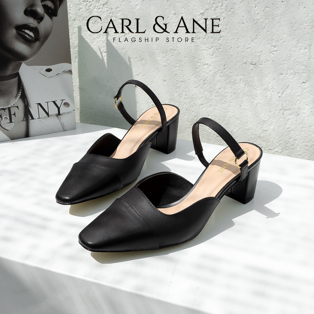 Carl & Ane - Giày cao gót Carl & Ane 2022 vuông mũi nhọn thời trang công sở cao 5cm màu nude - CL024