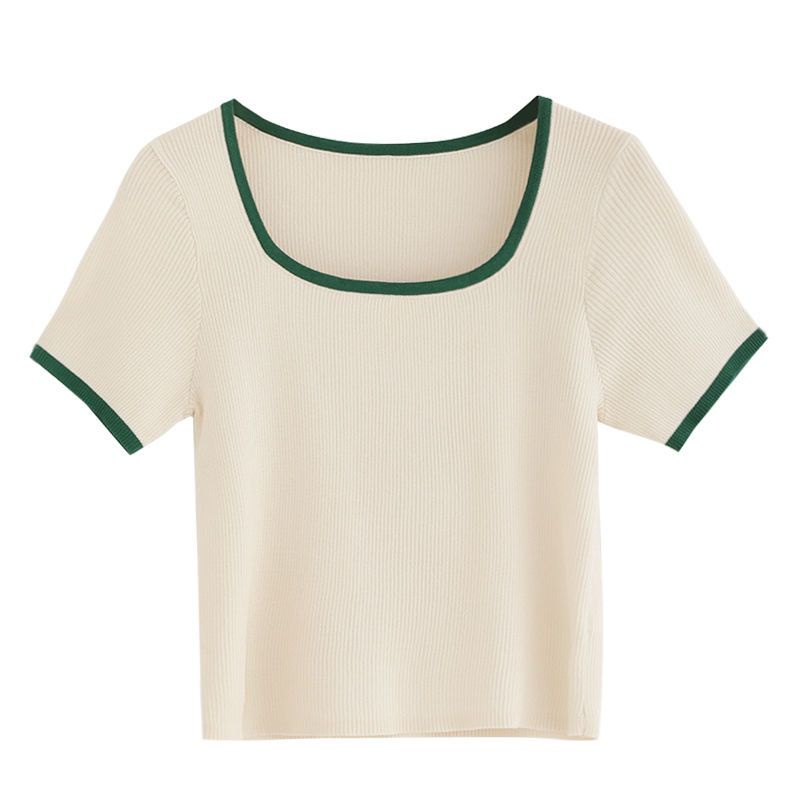 Áo thun BH dệt kim tay ngắn màu sắc mùa hè phong cách Nhật Bản dành cho nữ